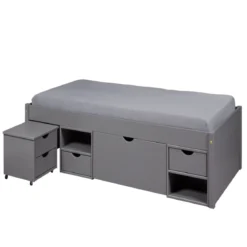 Lit tiroir enfant en bois massif avec chevets intégrés 90x200 - LT12013