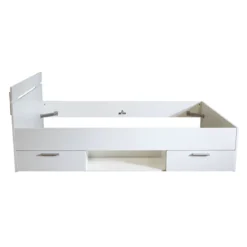Lit tiroirs blanc perle