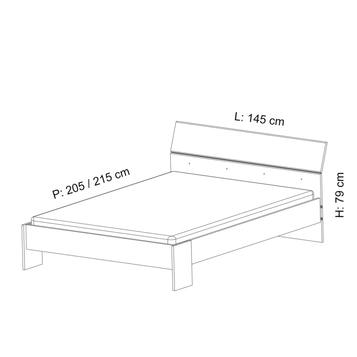 Lit 140x190/200 en bois chêne shannon - LI158