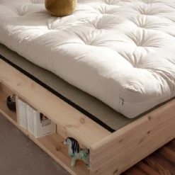 Lit ZIGGY en pin massif naturel avec multiples rangements + tatami