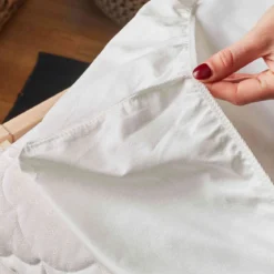 Lot de 2 draps housses bébé + alèses 2 en 1 coton imperméable blanc et gris