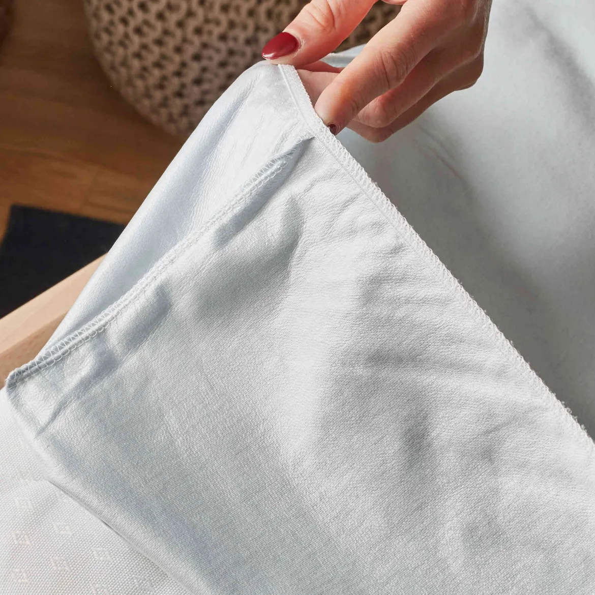Lot de 2 draps housses bébé + alèses 2 en 1 coton imperméable blanc et gris