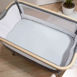 Lot de 2 draps housses bébé jersey bio blanc et taupe