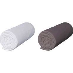 Lot de 2 draps housses bébé jersey bio blanc et taupe