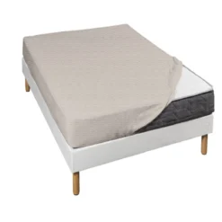 Lot de 2 draps housses jersey taupe chiné bonnet 30 cm