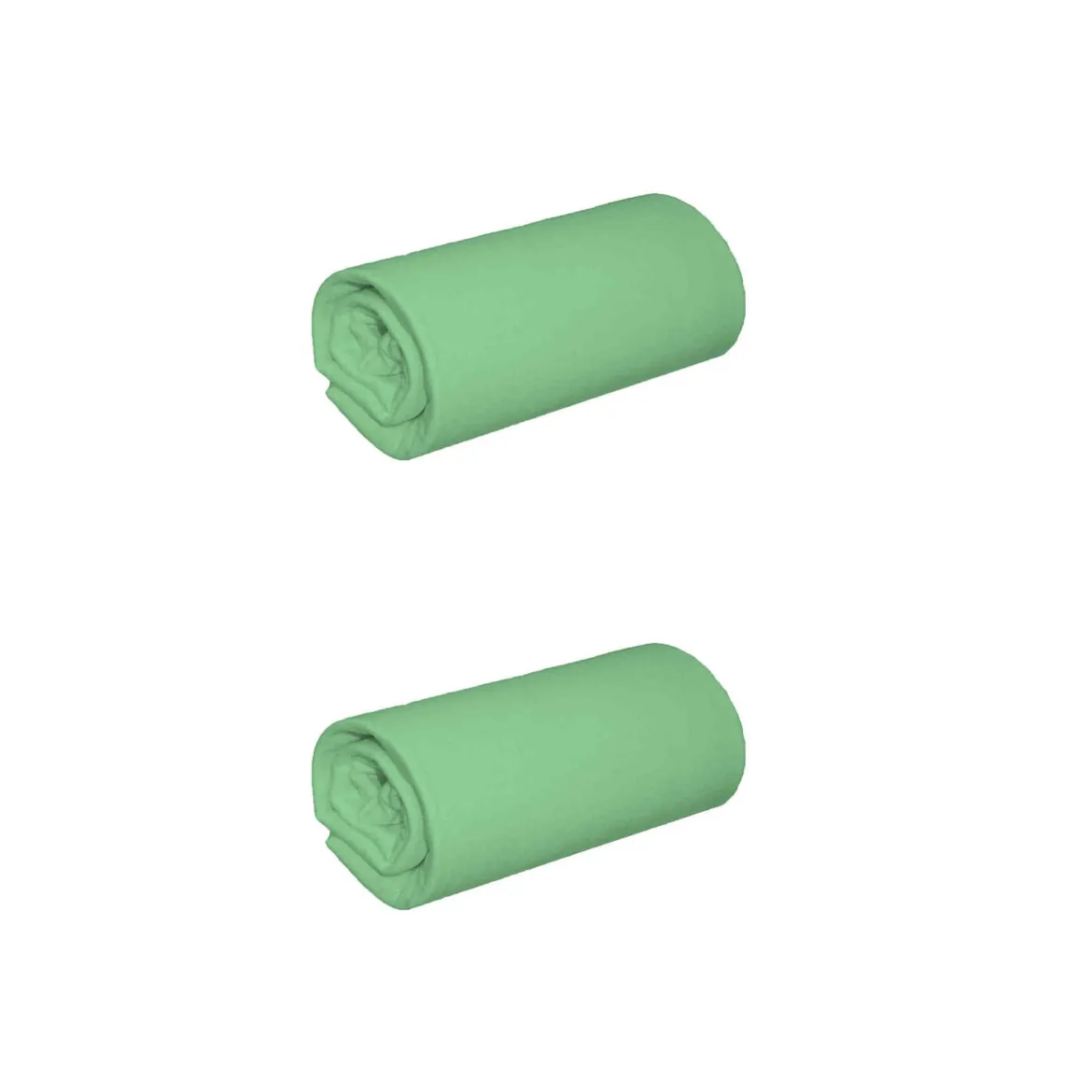 Lot de 2 draps housses jersey vert jade bonnet 30 cm 100% coton biologique
