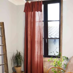 Lot de 2 rideaux gaze de coton ajustables 140x300 cm