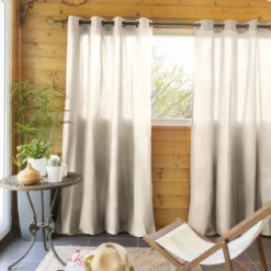 Lot de 2 rideaux tamisants à œillets 140x260