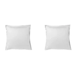 Lot de 2 taies d'oreiller blanc 100% satin de coton