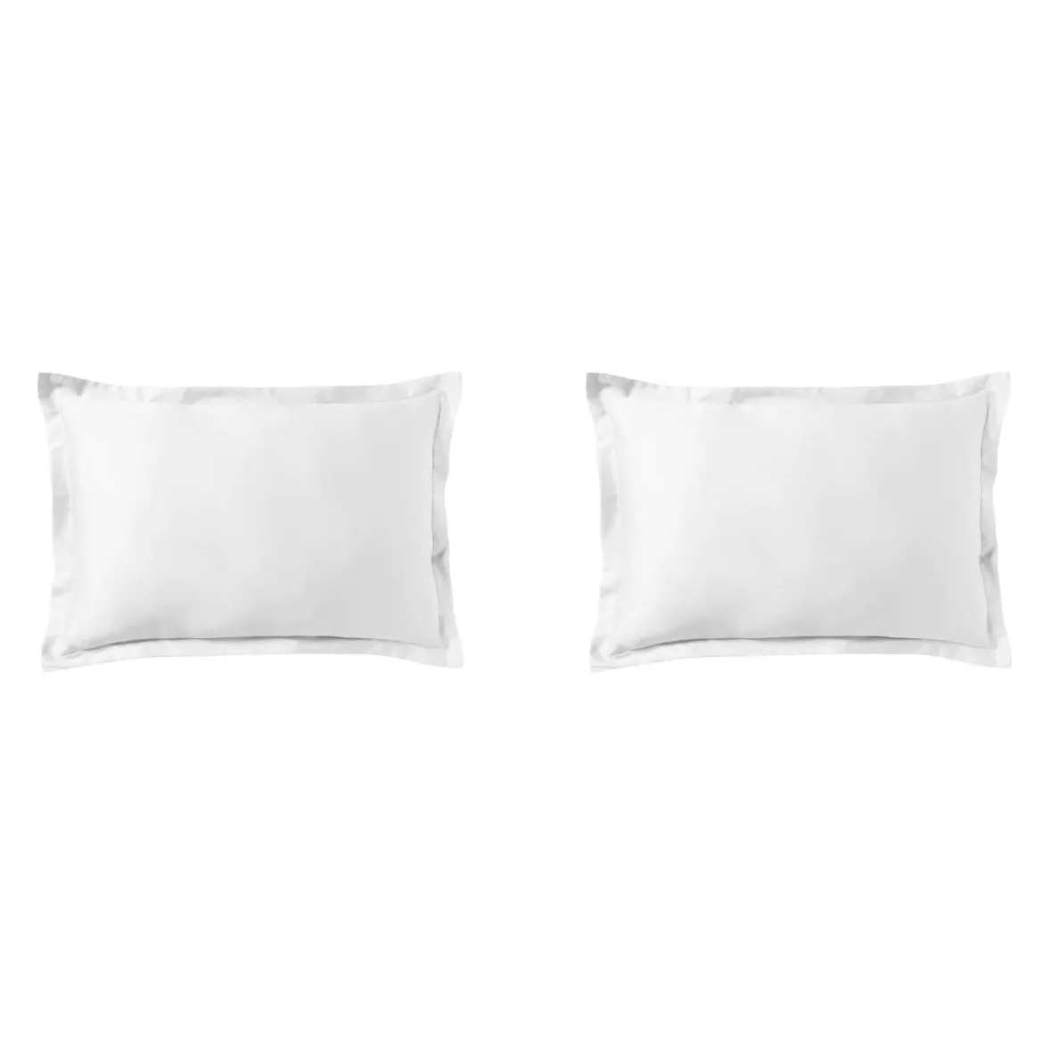 Lot de 2 taies d'oreiller blanc 100% satin de coton