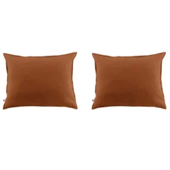 Lot de 2 taies d'oreiller flanelle orange