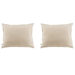Lot de 2 taies d'oreiller flanelle beige