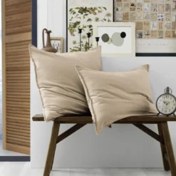 Lot de 2 taies d'oreiller flanelle beige