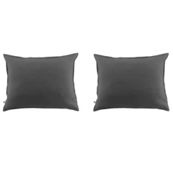 Lot de 2 taies d'oreiller flanelle anthracite
