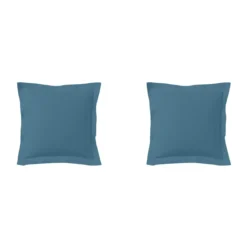 Lot de 2 taies d'oreillers bleu minéral 100% coton biologique