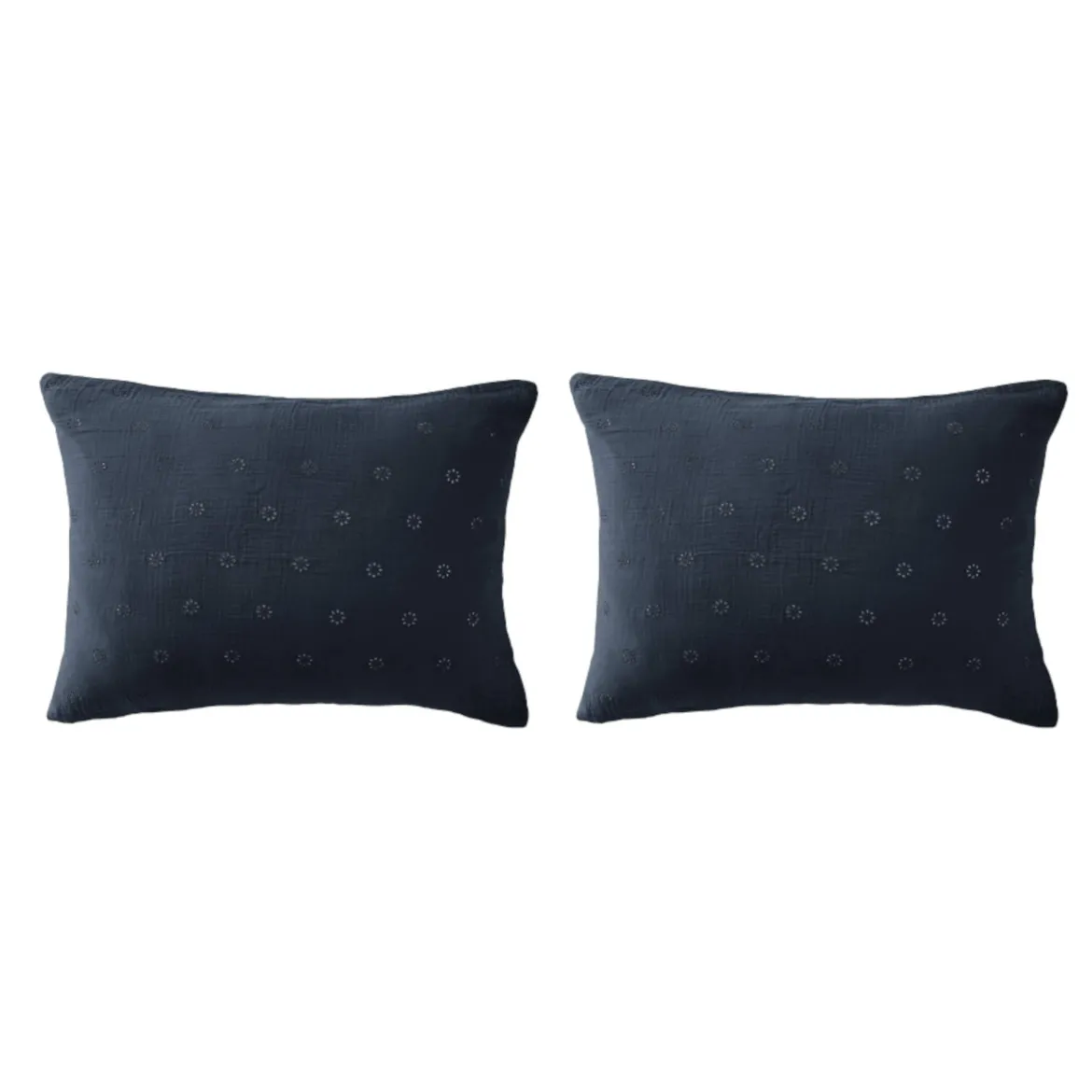 Lot de 2 taies d'oreillers brodées double gaze de coton