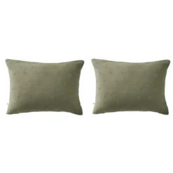 Lot de 2 taies d'oreillers brodées double gaze de coton