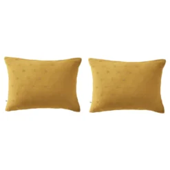 Lot de 2 taies d'oreillers brodées double gaze de coton