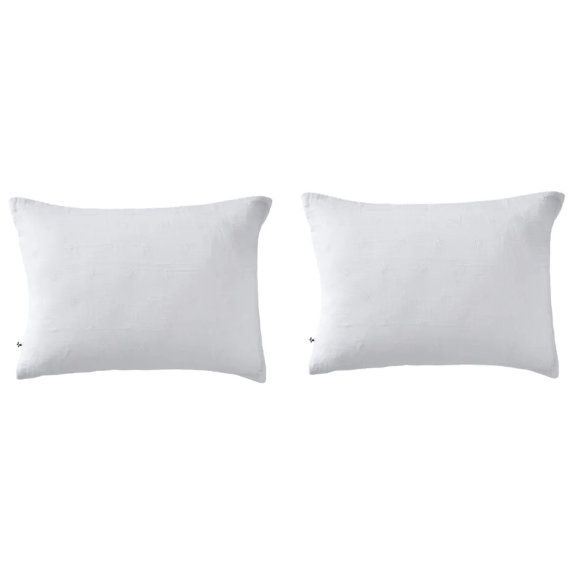 Lot de 2 taies d'oreillers brodées double gaze de coton