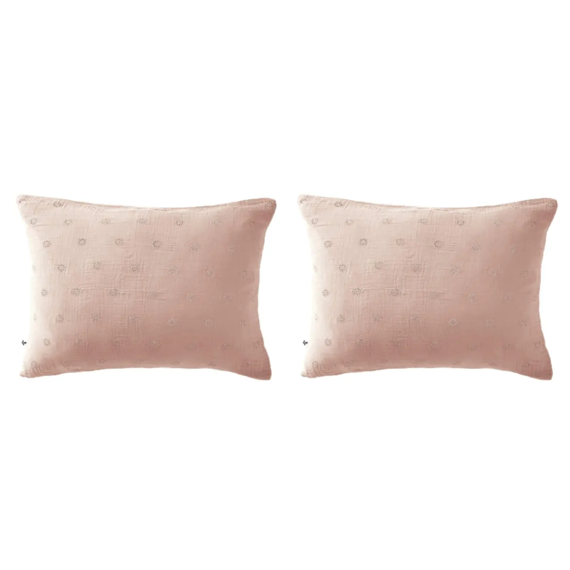 Lot de 2 taies d'oreillers brodées double gaze de coton