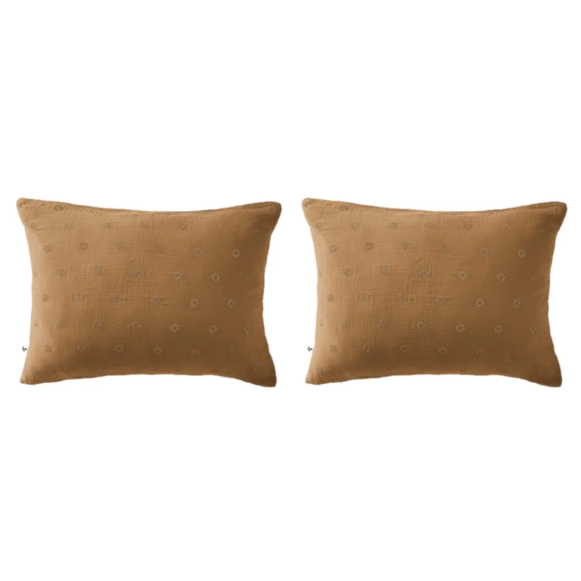 Lot de 2 taies d'oreillers brodées double gaze de coton