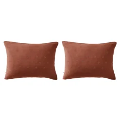 Lot de 2 taies d'oreillers brodées double gaze de coton