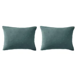 Lot de 2 taies d'oreillers brodées double gaze de coton