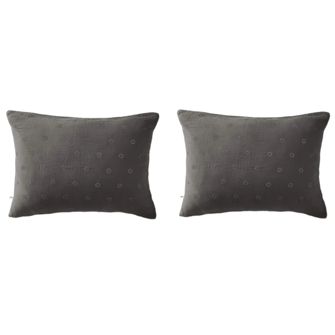 Lot de 2 taies d'oreillers brodées double gaze de coton