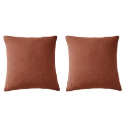 Lot de 2 taies d'oreillers brodées double gaze de coton