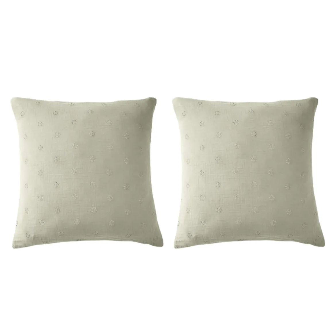 Lot de 2 taies d'oreillers brodées double gaze de coton
