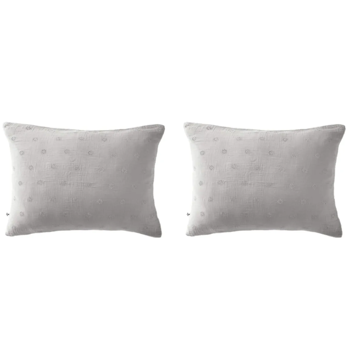 Lot de 2 taies d'oreillers brodées double gaze de coton