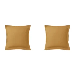 Lot de 2 taies d'oreillers curry 100% coton biologique