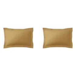Lot de 2 taies d'oreillers curry 100% coton biologique