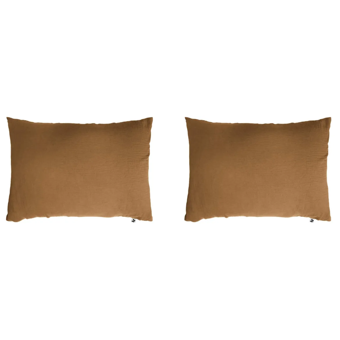 Lot de 2 taies d'oreillers double gaze de coton marron