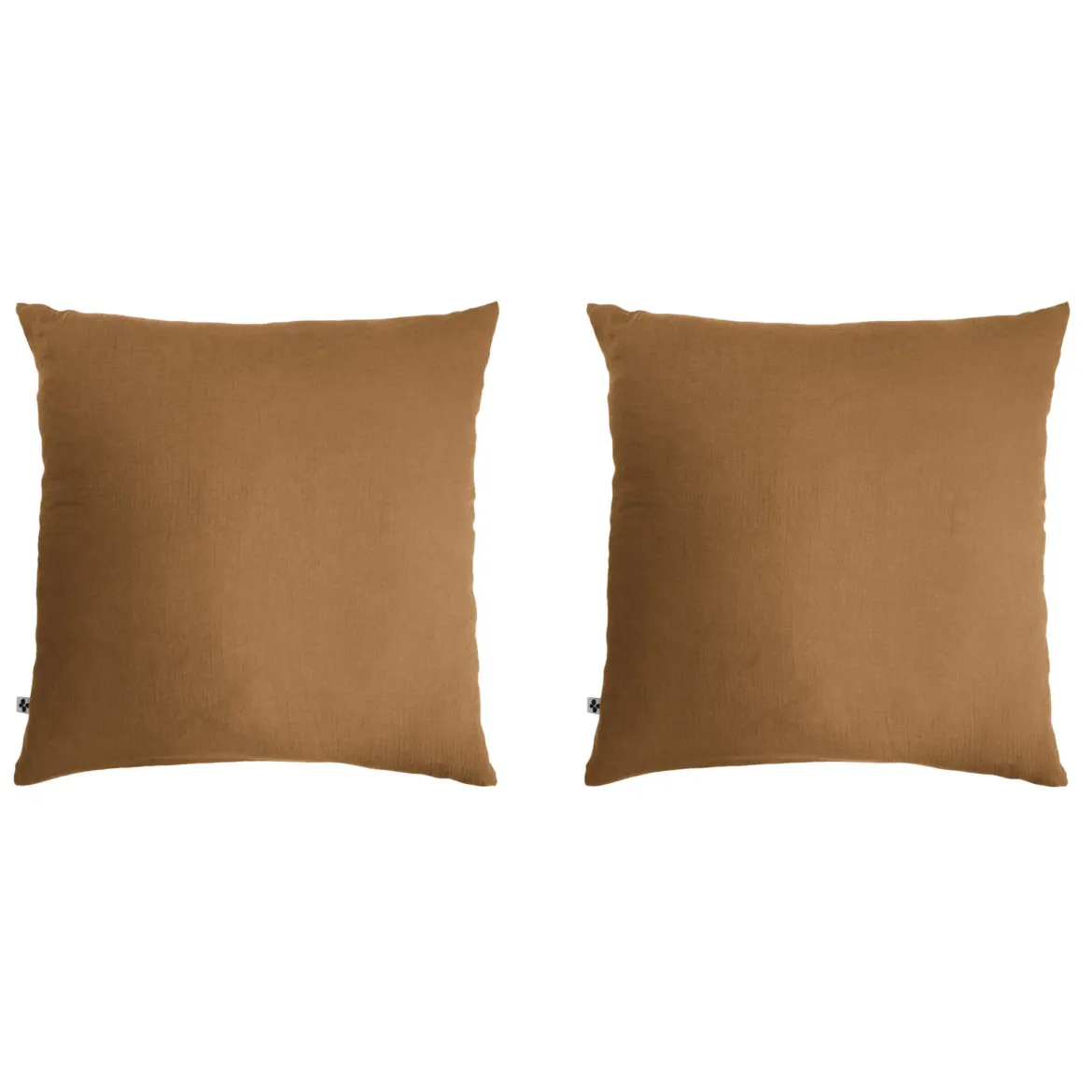 Lot de 2 taies d'oreillers double gaze de coton marron