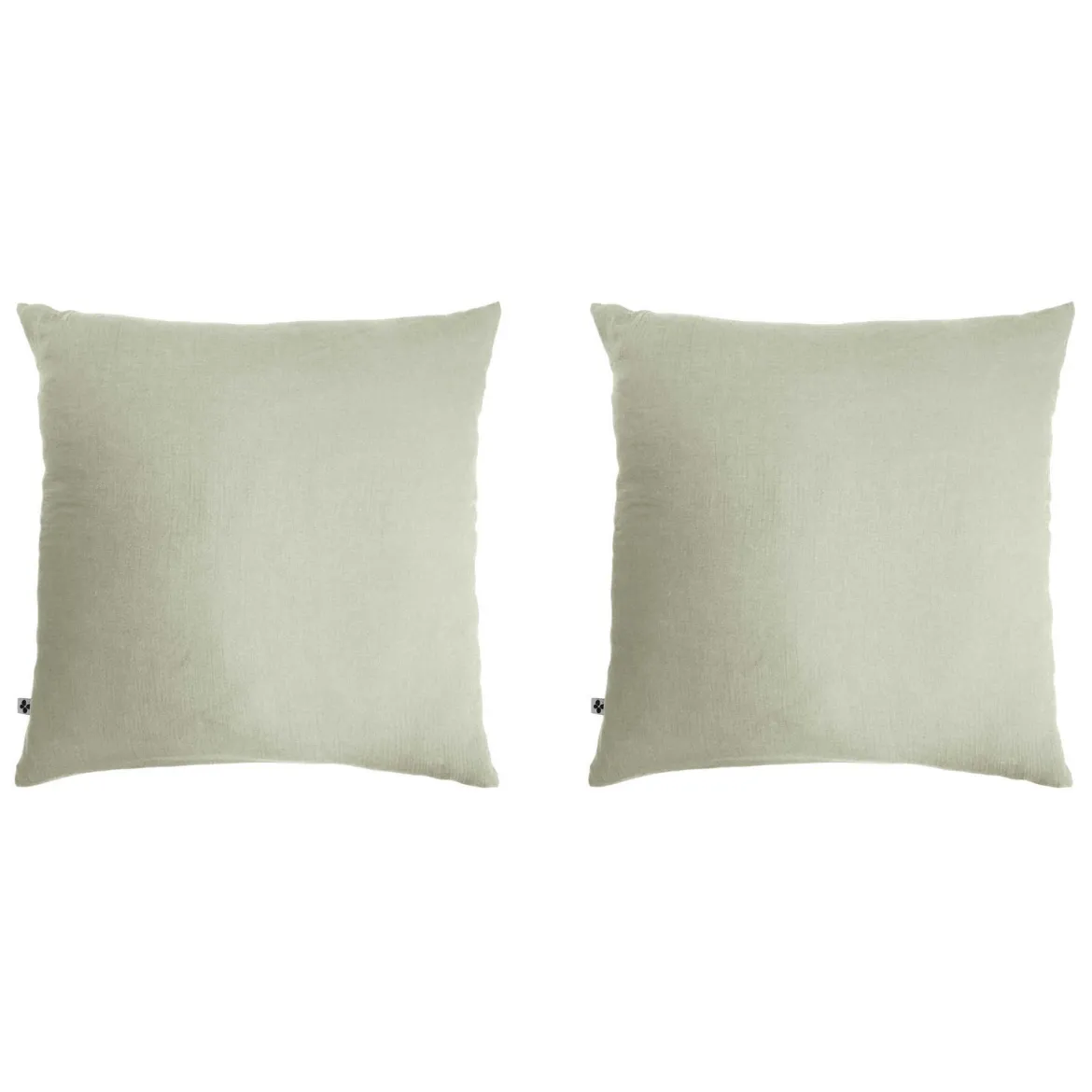 Lot de 2 taies d'oreillers double gaze de coton vert d'eau