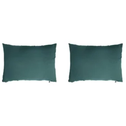 Lot de 2 taies d'oreillers double gaze de coton bleu canard