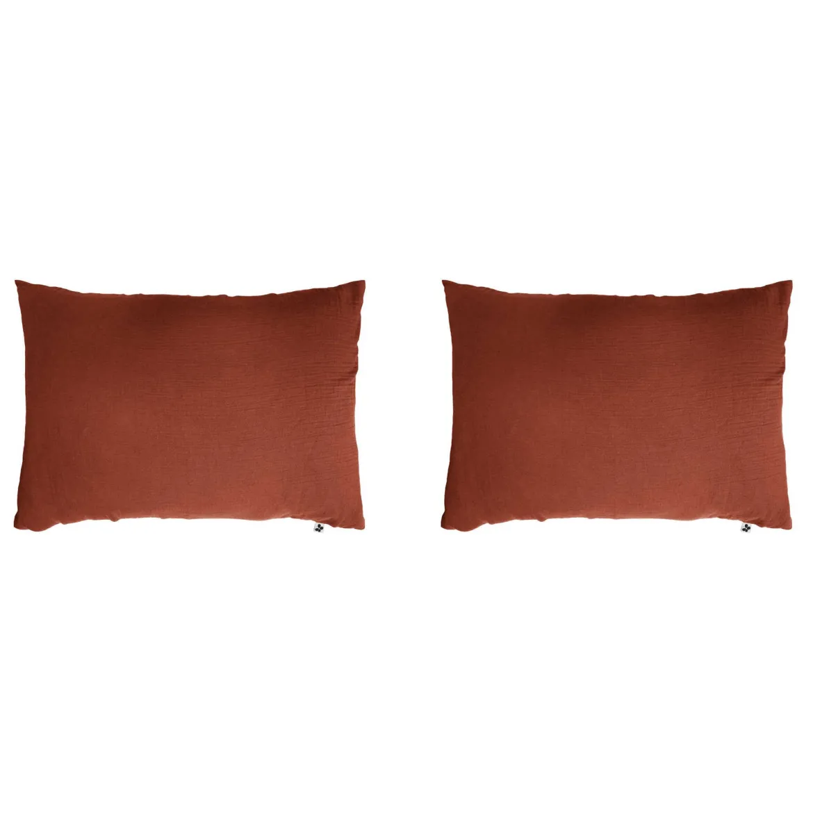 Lot de 2 taies d'oreillers double gaze de coton orange terracotta