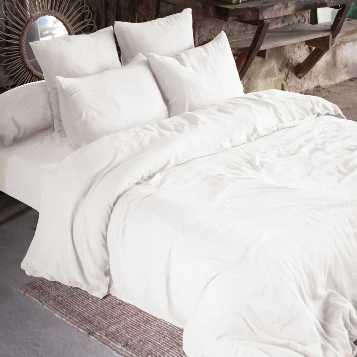 Lot de 2 taies d'oreillers double gaze de coton blanc