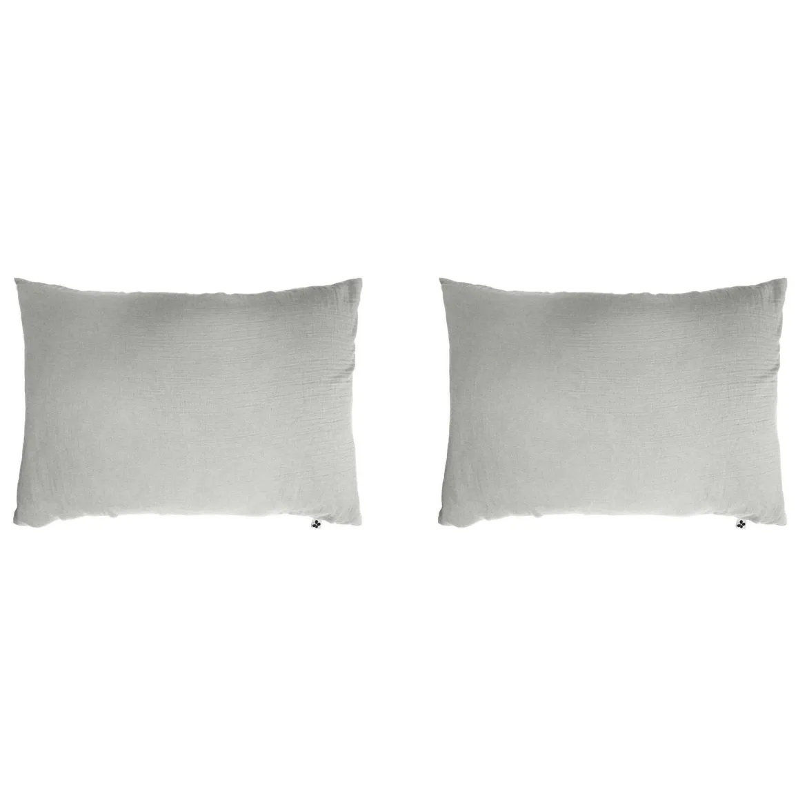 Lot de 2 taies d'oreillers double gaze de coton gris