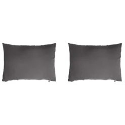 Lot de 2 taies d'oreillers double gaze de coton gris anthracite