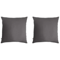 Lot de 2 taies d'oreillers double gaze de coton gris anthracite