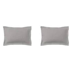 Lot de 2 taies d'oreillers gris mastic 100% coton
