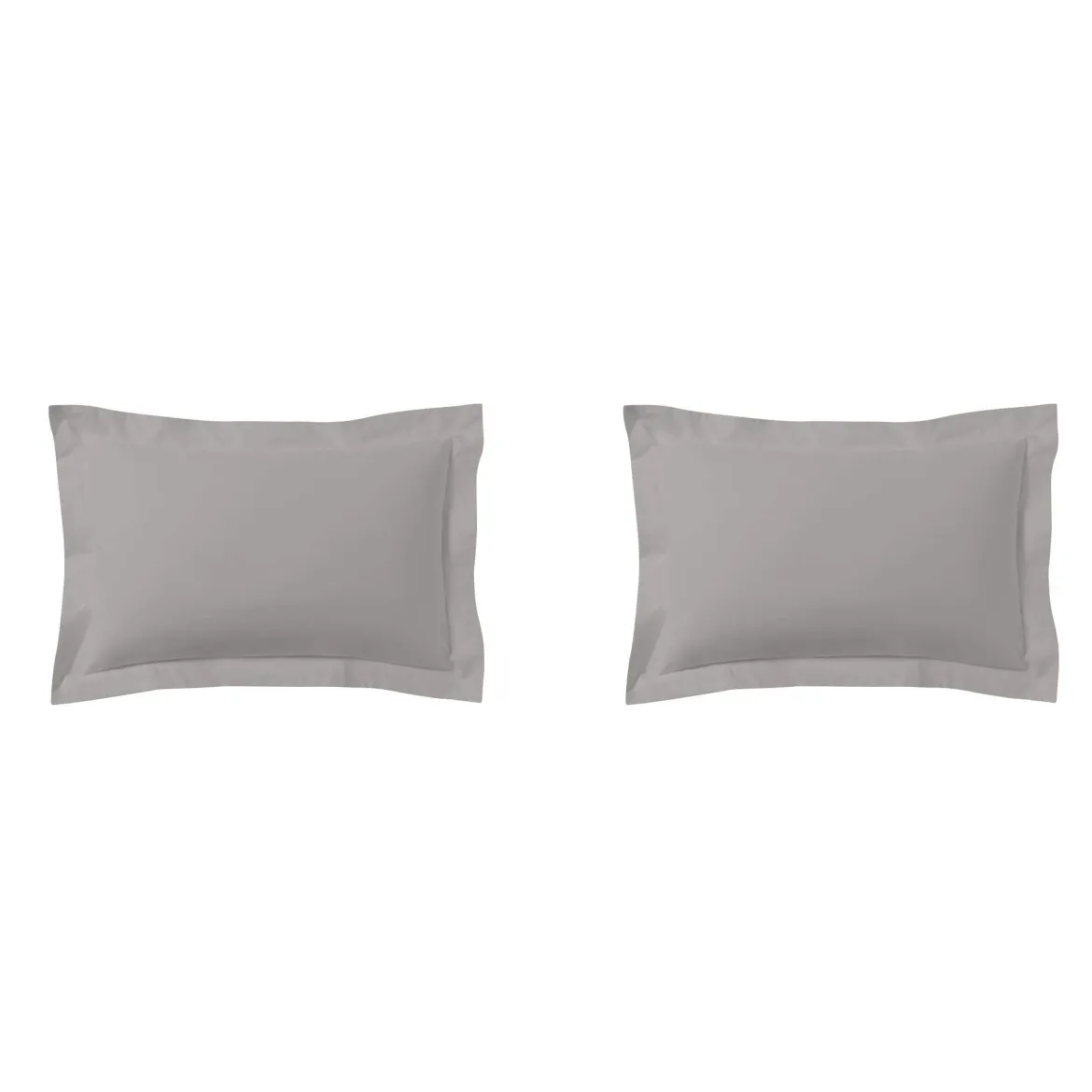 Lot de 2 taies d'oreillers gris mastic 100% coton