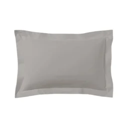 Lot de 2 taies d'oreillers gris mastic 100% coton