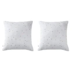 Lot de 2 taies d'oreillers à pois brodés double gaze de coton