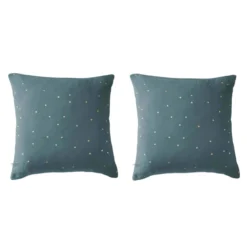 Lot de 2 taies d'oreillers à pois brodés double gaze de coton