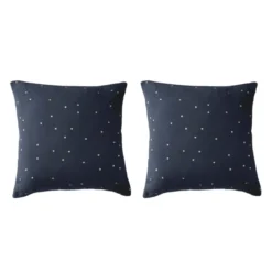 Lot de 2 taies d'oreillers à pois brodés double gaze de coton