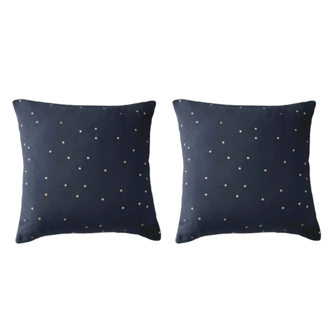 Lot de 2 taies d'oreillers à pois brodés double gaze de coton
