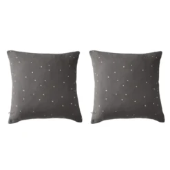 Lot de 2 taies d'oreillers à pois brodés double gaze de coton